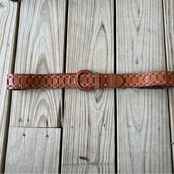 Fossil leather belt 3944231 size M woven brown british tan - Picture 5 of 5
